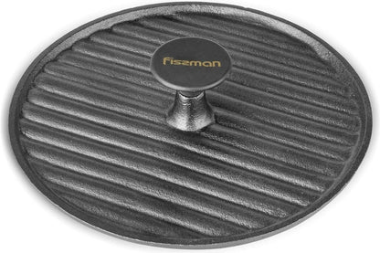 Fissman Round Grill Press With Bakelite Knob Cast Iron Black 24cm