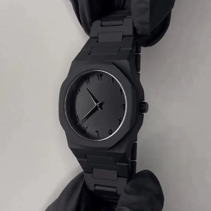 Aura Quartz Watch Black Lightweight Design Arabic Dial Black Aura Arabic Watch For Men Trendy Fiber Plastic Timepiece With Arabic Numerals